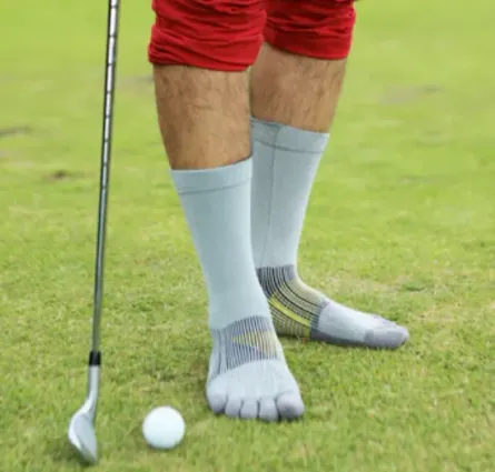 Custom golf socks with arch compression and double-welt cuff construction