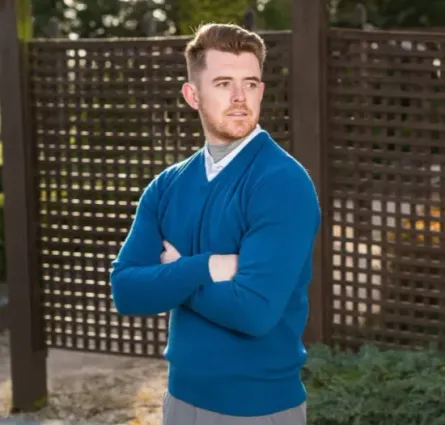 Custom golf sweaters in 12-gauge merino wool blend with YKK zippers